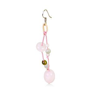 Exquisite Oblong and Disc Rose Quartz Gemstone Earrings